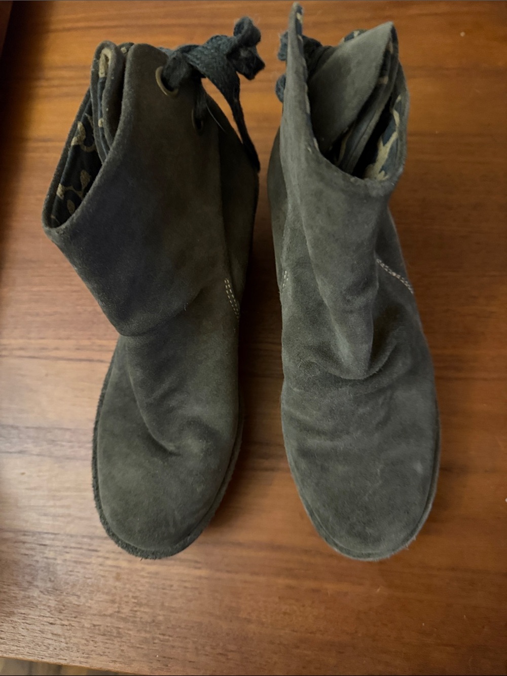 Fly London Suede Slouch Ankle Boots in Dark Olive 8.5 39